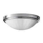 Потолочный светильник для ванных комнат цвета хром с белым матовым ребристым плафоном в форме полусферы Feiss варинант исполнения - 1 | Loft Concept в Твери