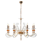 Люстра с 8-ю лампочками и изогнутыми прозрачными элементами из стекла Twisted Glass Candles Chandelier варинант исполнения - 2 | Loft Concept в Твери