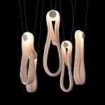 Подвесной светильник белого цвета с 6-ю изогнутыми плафонами Flow Loop варинант исполнения - 6 | Loft Concept в Твери