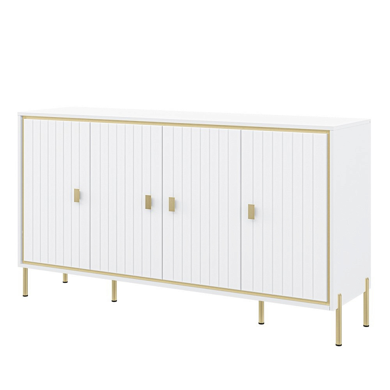 Консоль четырёхдверная с полками Antique Order Белый Золотой в Твери | Loft Concept 