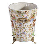 Кашпо с растительным и животным орнаментом на бронзовых ножках Turquoise Blooming Garden варинант исполнения - 3 | Loft Concept в Твери