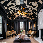 Обои ручная роспись в стиле Арт-деко Symphony Original colourway on Flint silk dupion варинант исполнения - 1 | Loft Concept в Твери