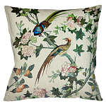 Подушка декоративная с изображением птицы в саду Beige Chinoiserie Birds in the Rose Garden Cushion варинант исполнения - 1 | Loft Concept в Твери