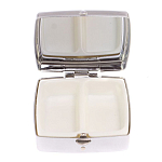 Таблетница карманная квадратная с 2-мя отделениями с зеркалом и накладкой из натурального камня Пегматит Silver Stone Pillboxes варинант исполнения - 3 | Loft Concept в Твери