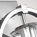 Бра цвета хром с круглой рамой и цилиндрическим прозрачным стеклянным плафоном на прямоугольном основании Feiss варинант исполнения - 2 | Loft Concept в Твери