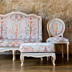 Мягкая банкетка из массива бука серая с растительным орнаментом Raffael Grey Floral Banquette варинант исполнения - 7 | Loft Concept в Твери