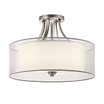 Потолочный светильник с двойным цилиндрическим плафоном из белого стекла и прозрачной органзы Kichler варинант исполнения - 12 | Loft Concept в Твери