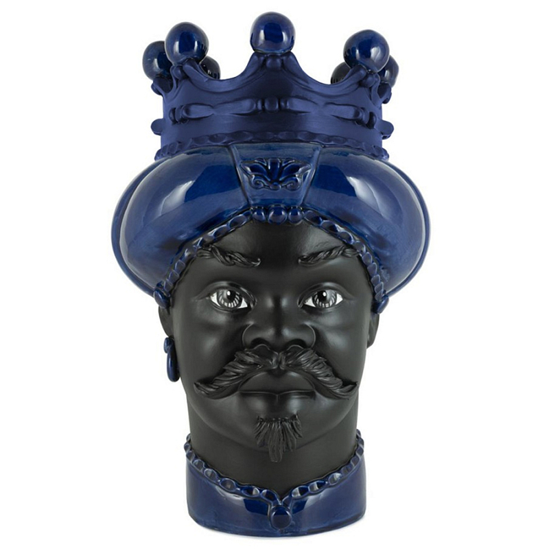 Ваза Vase Moro Man Crown Dark Blue Черный Темно-синий Ваза Vase Moro Man Crown Dark Blue Черный Темно-синий в Твери | Loft Concept
