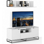 ТВ-тумба белая с  2-мя дверцами и ящиком Strict Lines варинант исполнения - 5 | Loft Concept в Твери