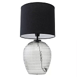 Настольная лампа с черным цилиндрическим тканевым абажуром и фактурным прозрачным основанием Black Cone варинант исполнения - 2 | Loft Concept в Твери