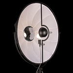 Торшер в виде прожектора с круглым тканевым абажуром на треноге черного цвета Radiance Éclat варинант исполнения - 5 | Loft Concept в Твери