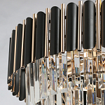 Люстра из черного металла с многоярусными подвесками из прозрачного хрусталя на золотой цепи Empire Black Chandelier Crystal варинант исполнения - 10 | Loft Concept в Твери