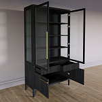 Витрина Primo со стеклянными фасадами и буфетом шпон Черный дуб варинант исполнения - 4 | Loft Concept в Твери