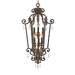 Люстра бронзового цвета с 6-ю лампами и стеклянными подвесками в классическом стиле Quoizel варинант исполнения - 1 | Loft Concept в Твери