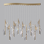 Люстра с золотистыми трубками и прозрачными стеклянными листьями на подвесах Sylva  варинант исполнения - 4 | Loft Concept в Твери