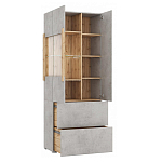 Шкаф-витрина двухдверная с фасадом цвета серый бетон Grace of Furniture варинант исполнения - 3 | Loft Concept в Твери