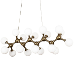Линейная люстра с плафонами из стеклянных шаров Pearls Suspension Linear Brass Chandelier варинант исполнения - 3 | Loft Concept в Твери
