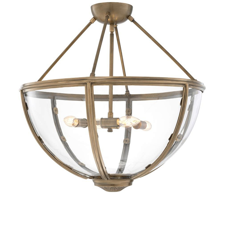 Потолочный светильник Eichholtz Ceiling Lamp Deveraux Antique brass Латунь Античная полированная Прозрачное Стекло в Твери | Loft Concept 