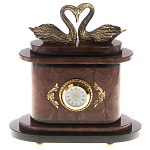 Часы настольные из натурального камня с декором в виде двух лебедей Swans Stone Clock варинант исполнения - 5 | Loft Concept в Твери