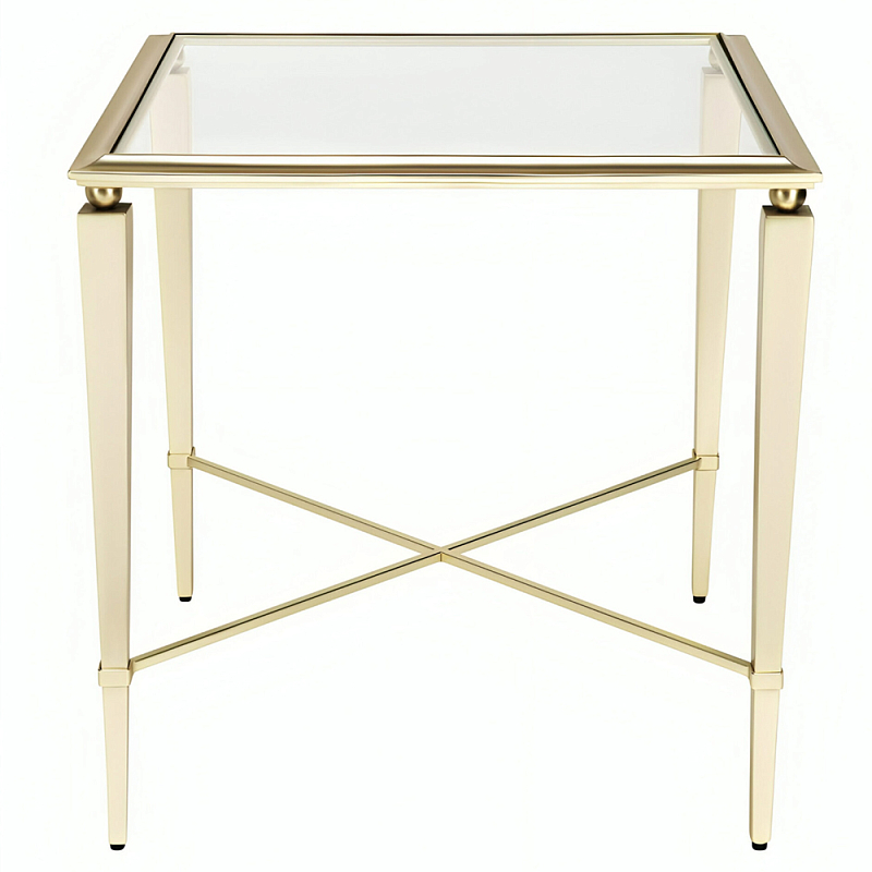 Приставной стол с квадратной стеклянной поверхностью Square Side Table Шампань Золотой Приставной стол с квадратной стеклянной поверхностью Square Side Table Шампань Золотой в Твери | Loft Concept
