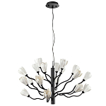 Люстра подвесная черного цвета с ветвями и белыми фарфоровыми цветами Floralis варинант исполнения - 7 | Loft Concept в Твери