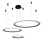 Люстра подвесная светодиодная с тремя черными кольцами и пультом управления Ring Horizontal варинант исполнения - 2 | Loft Concept в Твери