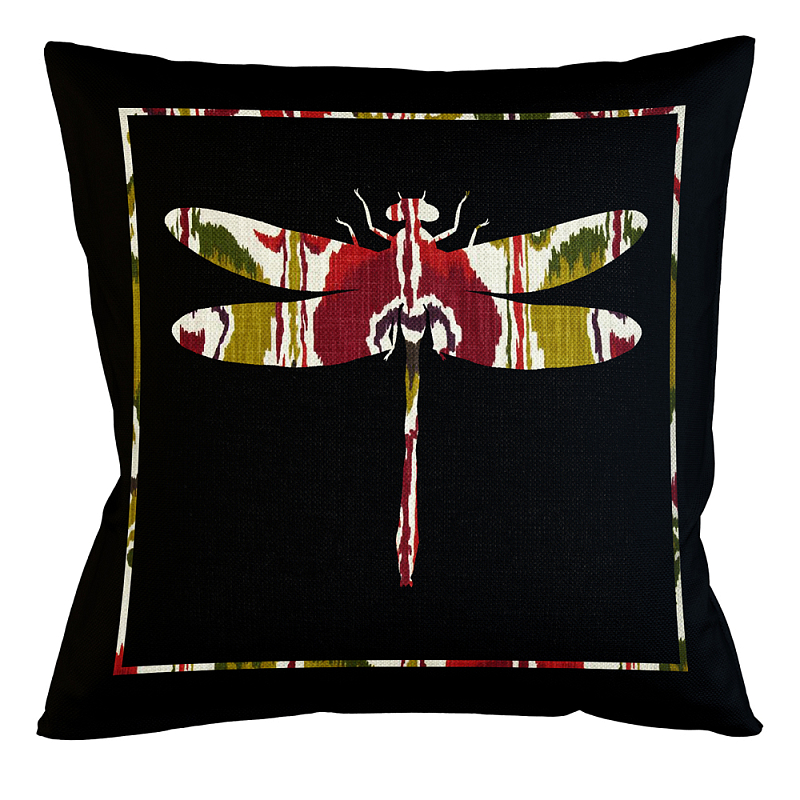 Подушка декоративная стрекоза цветной узор Ikat Pattern Мульти Бежевый Черный Подушка декоративная стрекоза цветной узор Ikat Pattern Мульти Бежевый Черный в Твери | Loft Concept