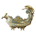 Чаша голубого цвета с оранментом и и бронзовыми фигурами леопардов Eden Garden варинант исполнения - 3 | Loft Concept в Твери