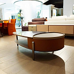 Дизайнерский журнальный стол овальной формы с открывающейся столешницей Caleb Coffee Table варинант исполнения - 2 | Loft Concept в Твери