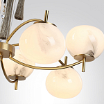 Люстра подвесная с 8-ю шарообразными плафонами из белого стекла с подвесками из камня и кисточками Agatelle варинант исполнения - 6 | Loft Concept в Твери