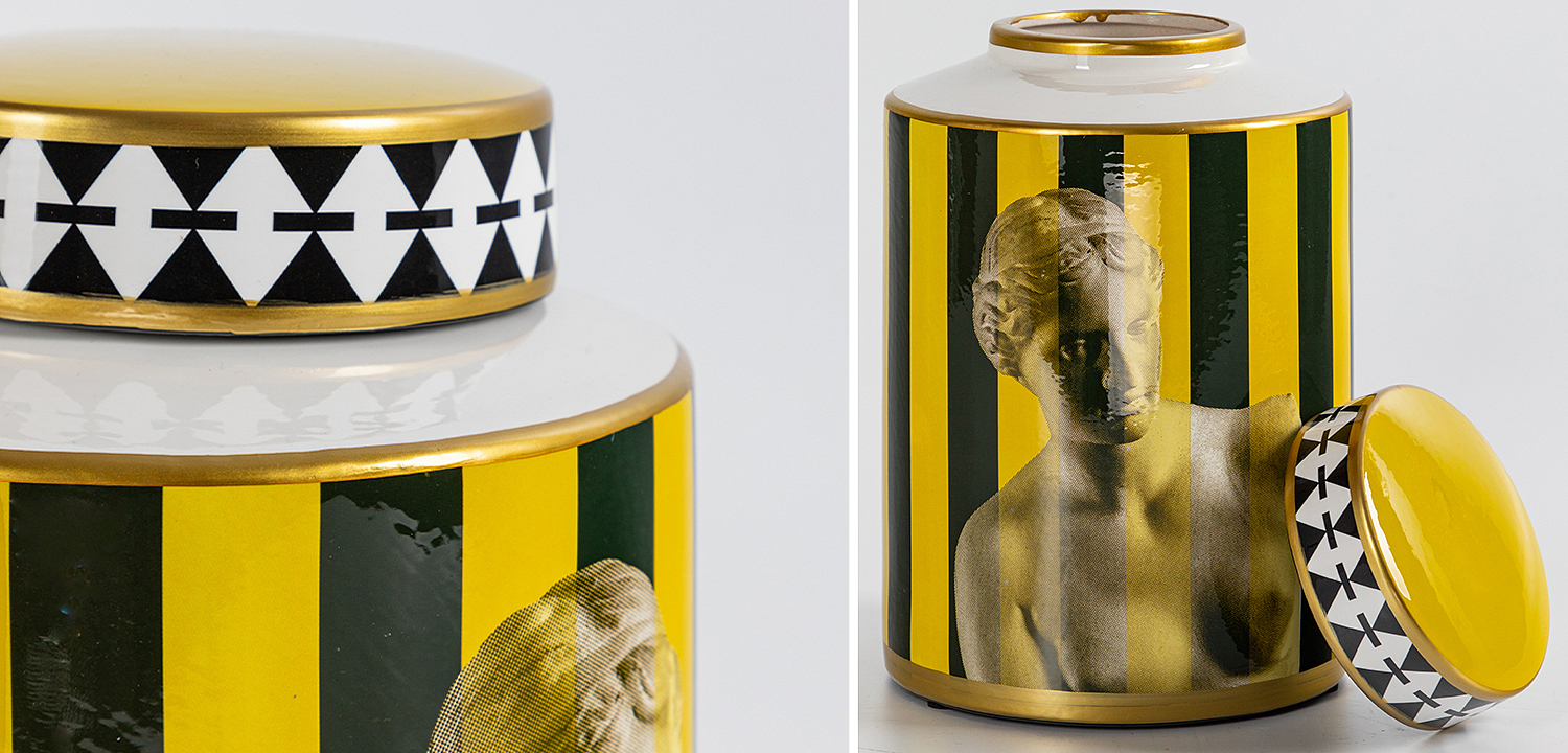 Ваза с крышкой Venus Yellow Black Vase Ваза с крышкой Venus Yellow Black Vase - Loft-Concept в Твери