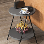 Стол приставной с 2-мя круглыми столешницами цвета антрацит ESSEL SIDE TABLE ANTHRACITE варинант исполнения - 7 | Loft Concept в Твери