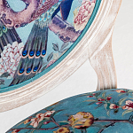 Барный стул из массива бука с изображением птиц и цветов Turquoise Beige Chinoiserie Garden Chair варинант исполнения - 3 | Loft Concept в Твери