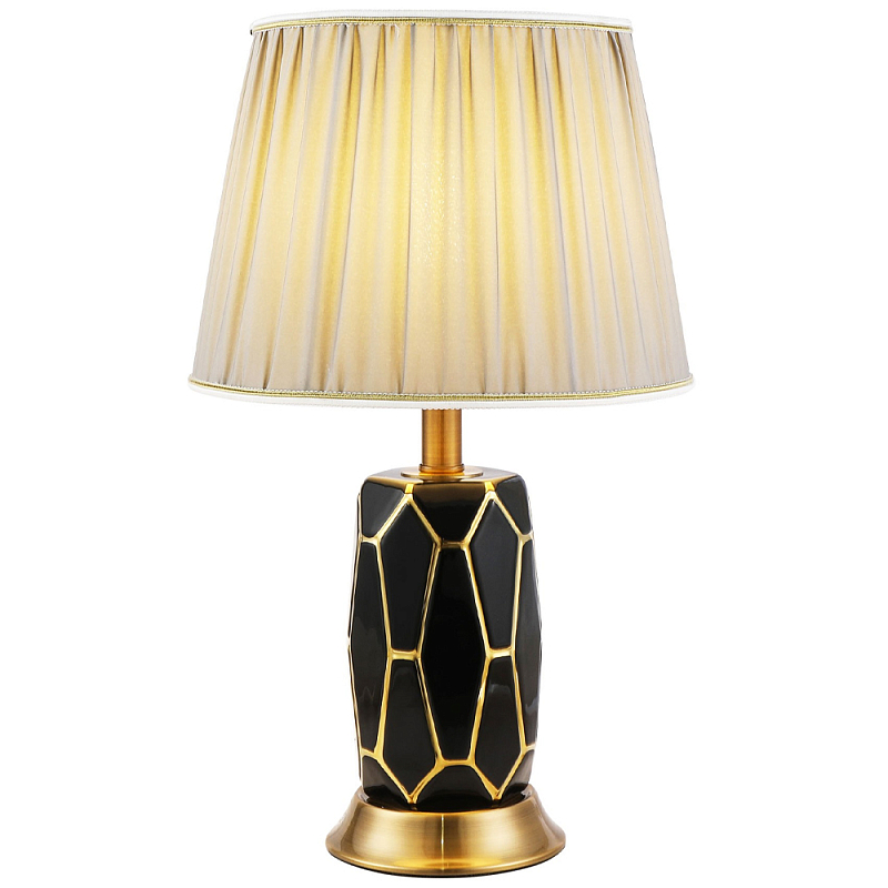 Настольная лампа с абажуром Fiorella Table Lamp Black Черный Золотой Бежевый Настольная лампа с абажуром Fiorella Table Lamp Black Черный Золотой Бежевый в Твери | Loft Concept