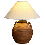 Настольная лампа керамическая коричневая с тканевым абажуром Eastern Tale варинант исполнения - 2 | Loft Concept в Твери
