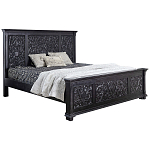 Двуспальная кровать из массива манго с резьбой Vega Grey Mango Bed варинант исполнения - 1 | Loft Concept в Твери