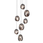 Люстра каскадная с 7-ю круглыми плафонами из рельефного стекла Disc Light варинант исполнения - 1 | Loft Concept в Твери