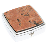 Таблетница карманная квадратная с 2-мя отделениями с зеркалом и накладкой из натурального камня Пегматит Silver Stone Pillboxes варинант исполнения - 1 | Loft Concept в Твери