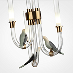 Подвесной светильник с 3-мя прозрачными изогнутыми трубками и декоративными птичками Ganthea варинант исполнения - 5 | Loft Concept в Твери