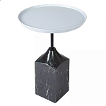 Кофейный столик с круглой столешницей и мраморным основанием Steel Reliability варинант исполнения - 2 | Loft Concept в Твери