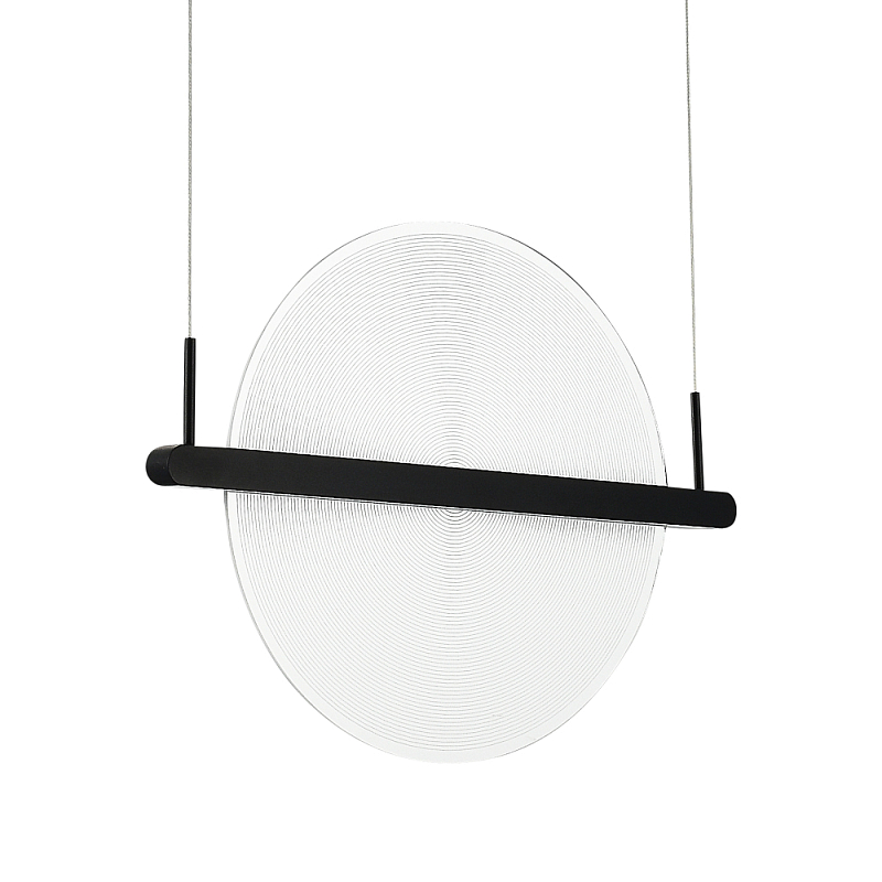 Светодиодный подвесной светильник круглой формы с металлическим черным каркасом Marble Glow Прозрачный Черный в Твери | Loft Concept 