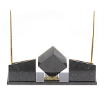 Настольный канцелярский набор из змеевика и офиокальцита с визитницами и часами Successful Leader варинант исполнения - 3 | Loft Concept в Твери