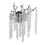 Бра цвета хром с ветвями и прозрачными стеклянными подвесками в виде вытянутых спиральных капель Droplet Chandelier варинант исполнения - 1 | Loft Concept в Твери