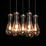 Люстра с 7-ю прозрачными плафонами из стекла в форме капли на круглом потолочном основании цвета хром Lucid Rain  варинант исполнения - 5 | Loft Concept в Твери