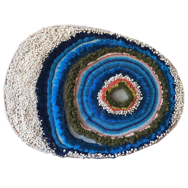 Дизайнерское вязаной Панно Синий круг Синий ivory ( слоновая кость ) в Твери | Loft Concept 