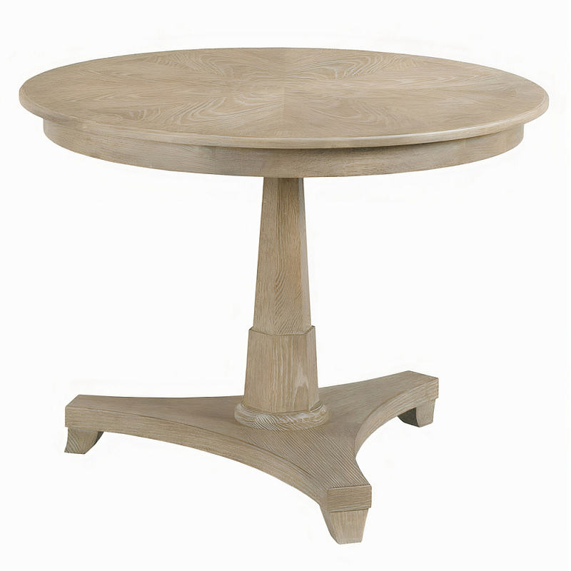 Стол обеденный круглый из дуба Oak Table on Hexagonal Base Бежевый Черный в Твери | Loft Concept 