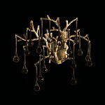 Бра в форме ветвей деревьев золотого цвета с прозрачными подвесками-каплями Droplet Bra варинант исполнения - 4 | Loft Concept в Твери