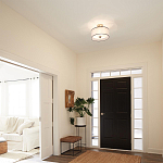 Потолочный светильник с двойным цилиндрическим плафоном из белого стекла и прозрачной органзы Kichler варинант исполнения - 11 | Loft Concept в Твери