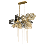 Люстра подвесная с 18-ю стеклянными плафонами с вертикальными подвесками Gilded Mirage  варинант исполнения - 5 | Loft Concept в Твери