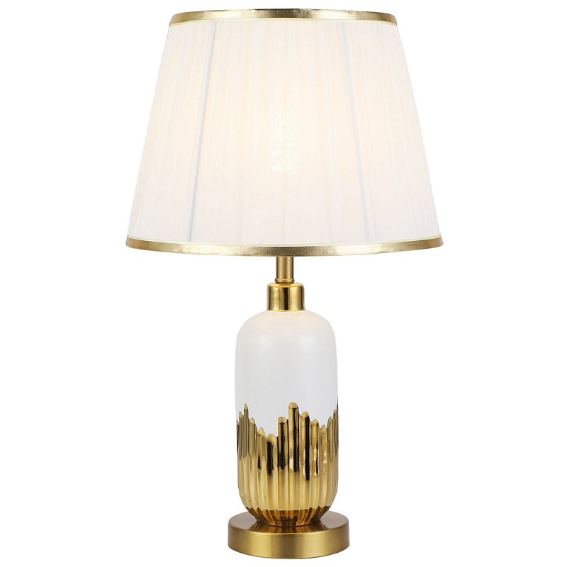Настольная лампа с абажуром Rico Gold Table Lamp Белый Золотой Настольная лампа с абажуром Rico Gold Table Lamp Белый Золотой в Твери | Loft Concept